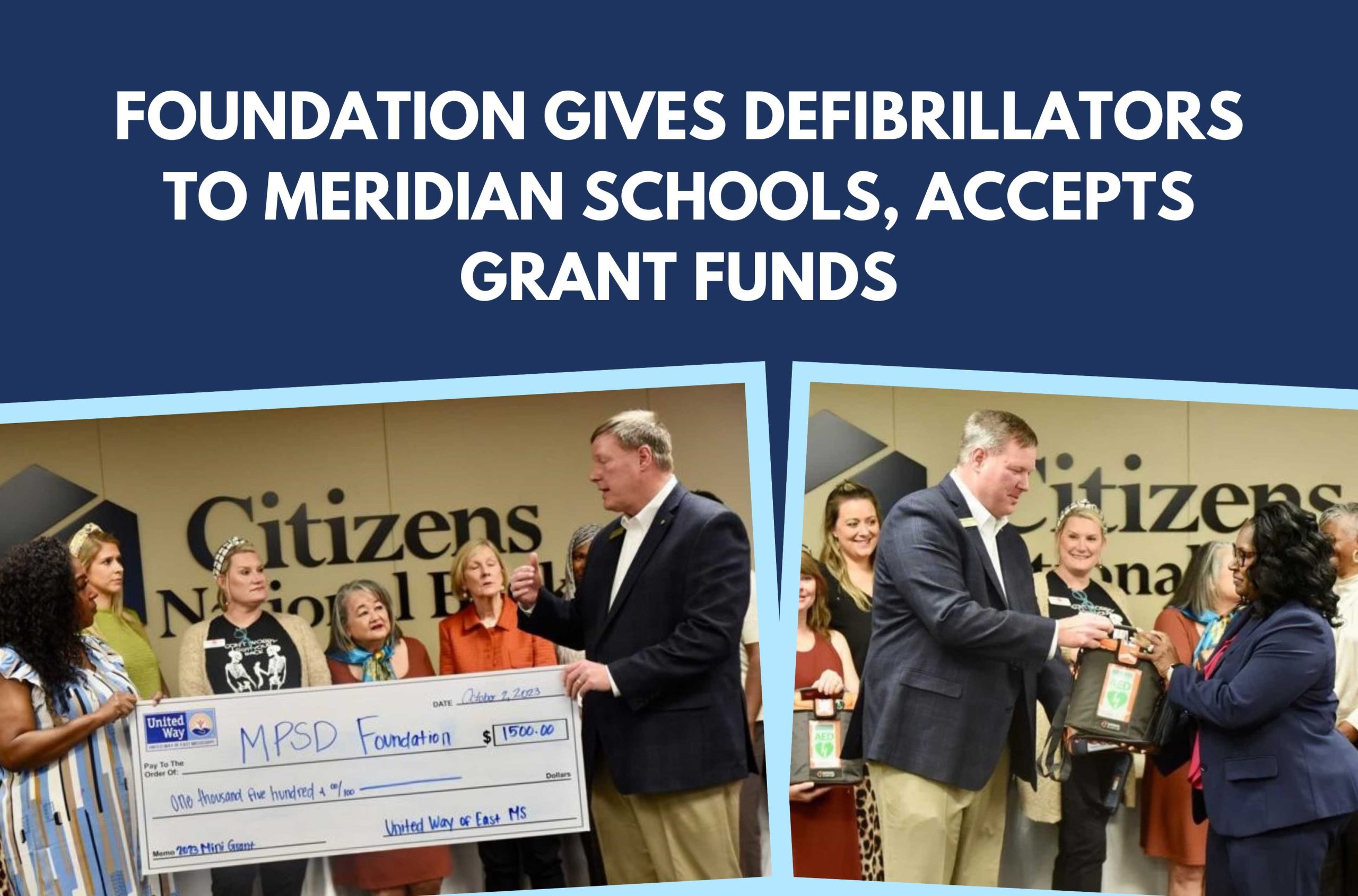 Foundation gives defibrillators to Meridian schools, accepts grant
